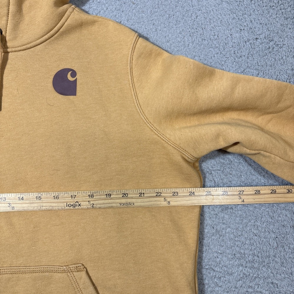 Carhartt Relaxed Fit Brown Hoodie Women's 1X Logo Sleeve Pullover Sweatshirt - Picture 5 of 7